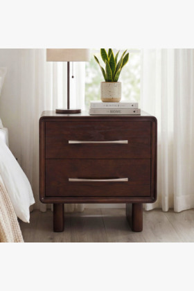 Nočný stolík so 2 zásuvkami v farbe orech